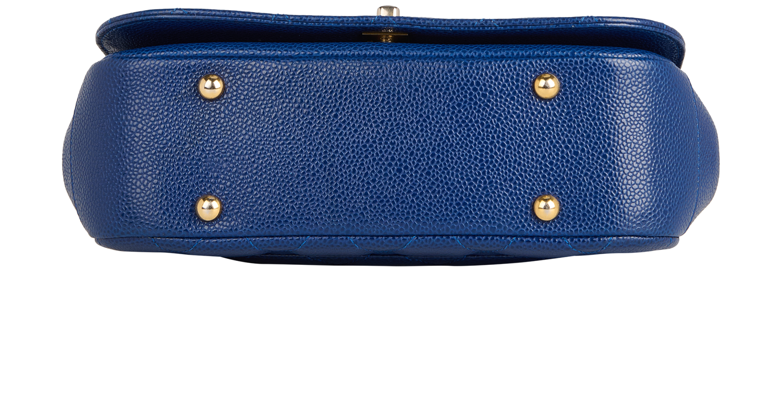Top Handle Round Flap, &pound;2,600, Handbags, Blue, Caviar Leather, Top view